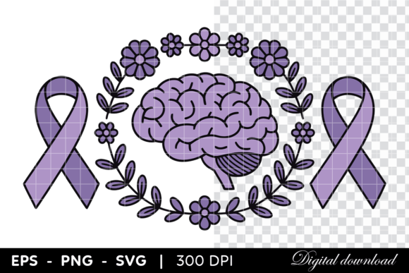 Alzheimer's Brain & Flowers: Graphics and Illustrations