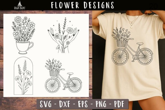 Bicycle with Flowers SVG: Graphics & Illustrations Review