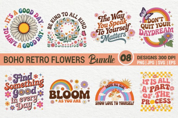 Boho Retro Flowers: Graphics & Illustrations Review