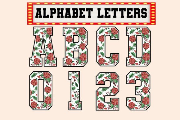 Christmas Flowers Watercolor Alphabet1: Graphics & Illustrations