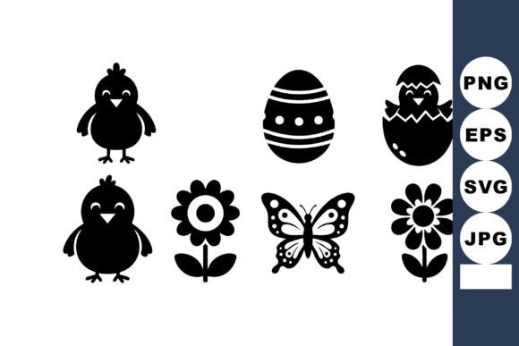 Easter Chicks & Eggs Graphics: Spring Illustrations
