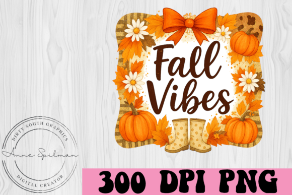 Fall Vibes Pumpkins Boots Flowers: Graphics & Illustrations