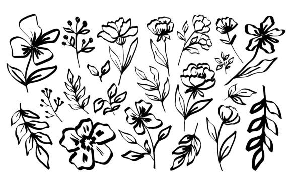 Hand Draw Line Flowers: Versatile Graphics & Illustrations