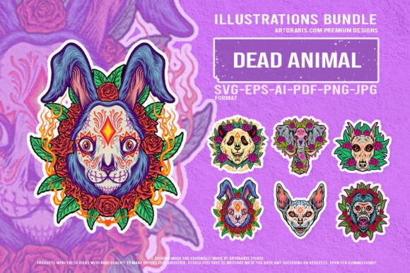 Macabre Mexican Animal Heads: Bold Graphics & Illustrations