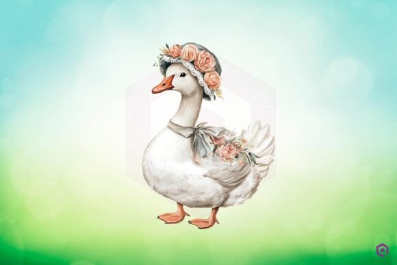 Mama Goose Wearing Bonnet with Flowers 16 Graphics & Illustrations