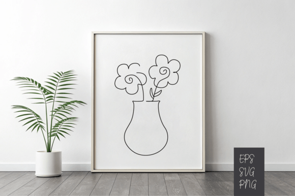 One Line Flowers in Vase: Graphics & Illustrations