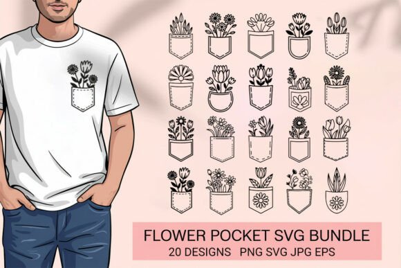 Pocket with Flowers: Graphics & Illustrations