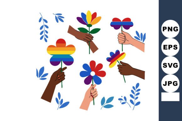 Rainbow Flowers Graphics: Vibrant Illustrations for Crafts