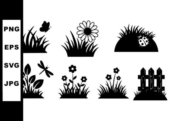 Review: Vector Black Silhouette Grass Flowers an Graphics