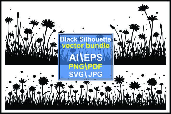 Silhouettes of Grass, Flowers and Herbs: Graphics & Illustrations