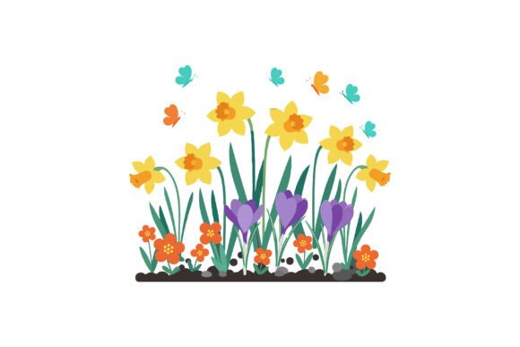 Spring Flowers & Butterflies: Graphics and Illustrations