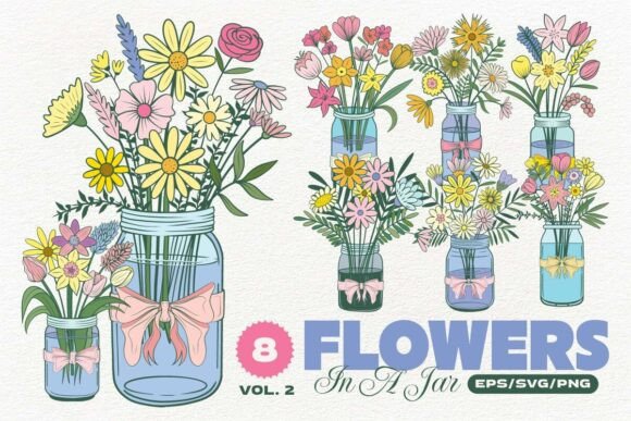 Spring Flowers in a Jar: Graphics & Illustrations Review