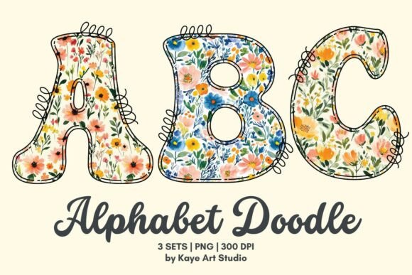 Summer Flowers Alphabet: Fresh Graphics & Illustrations