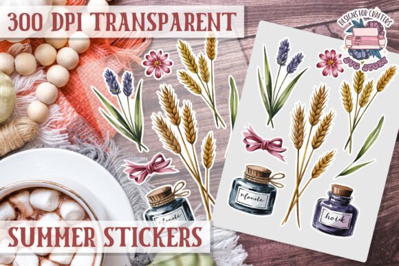 Summer Sticker Sheet: Beach Graphics & Illustrations