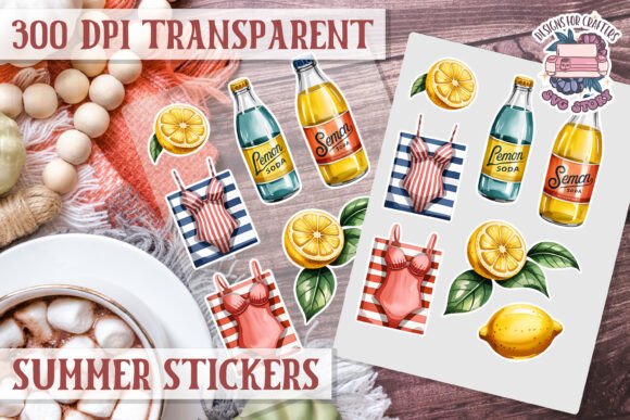 Summer Vibes Sticker Sheet: Graphics & Illustrations