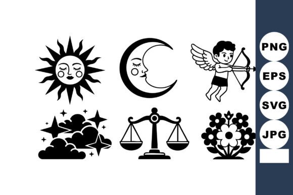 Sun Moon Cupid Scales: Graphics & Illustrations