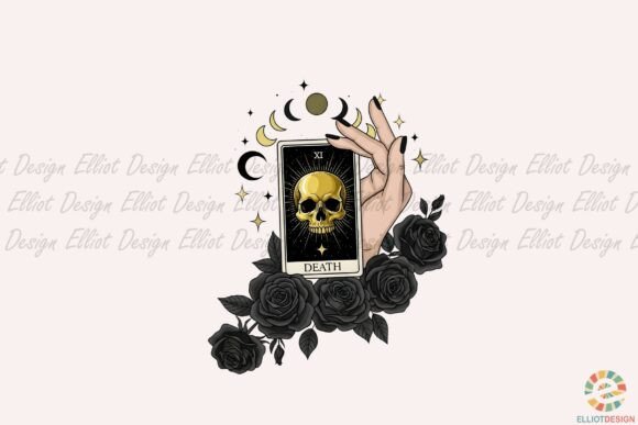 Tarot Skull Roses Png: Bold Graphics & Illustrations