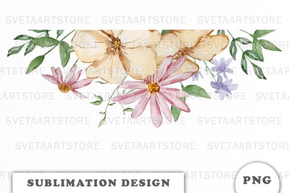Watercolor Flowers Border Png: Graphics & Illustrations