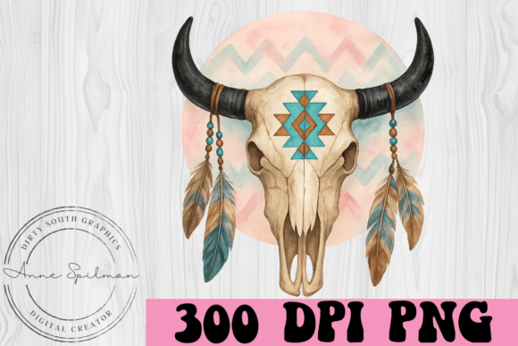 Western Bull Skull Flowers: Bold Graphics & Illustrations
