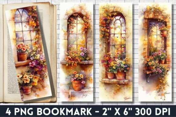 Window Flowers Bookmark Png: Graphics & Illustrations